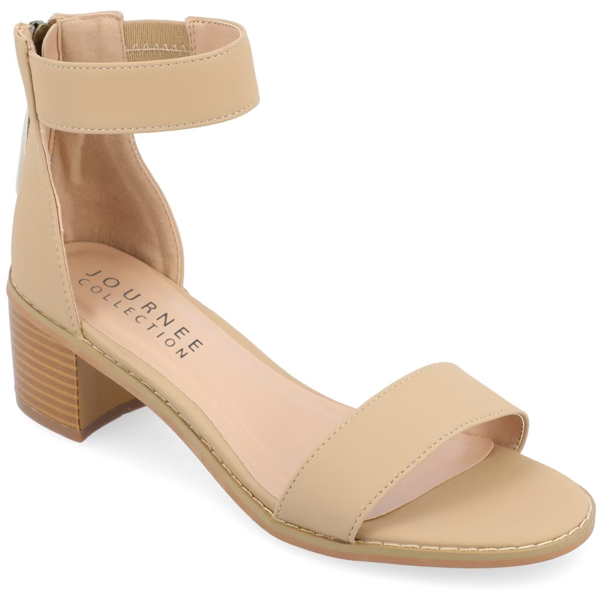 Journee Collection Womens Percy Low Stacked Heel Back Heel Zip Sandals | Target