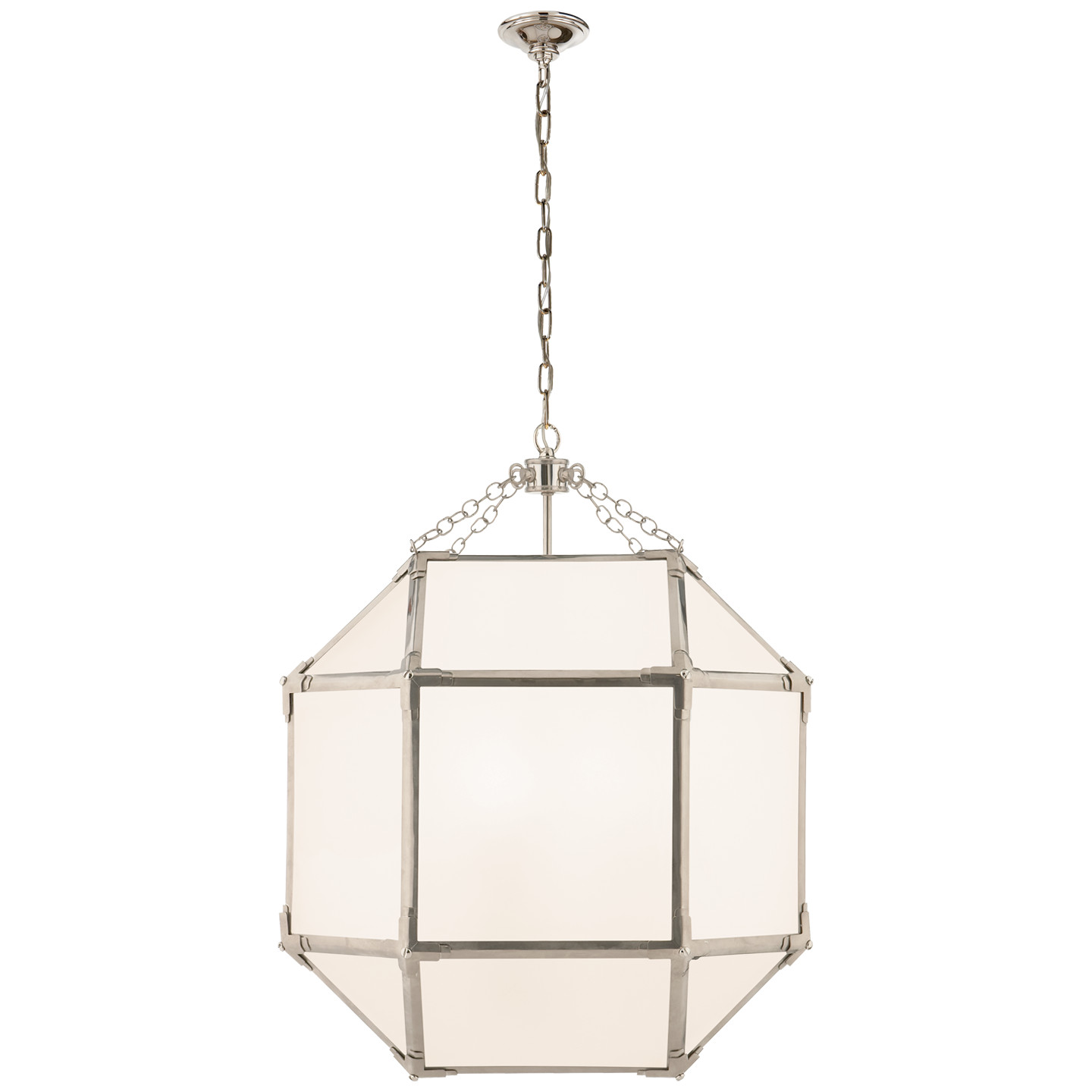 Morris Medium Lantern in Polished Nickel with White Glass | Visual Comfort