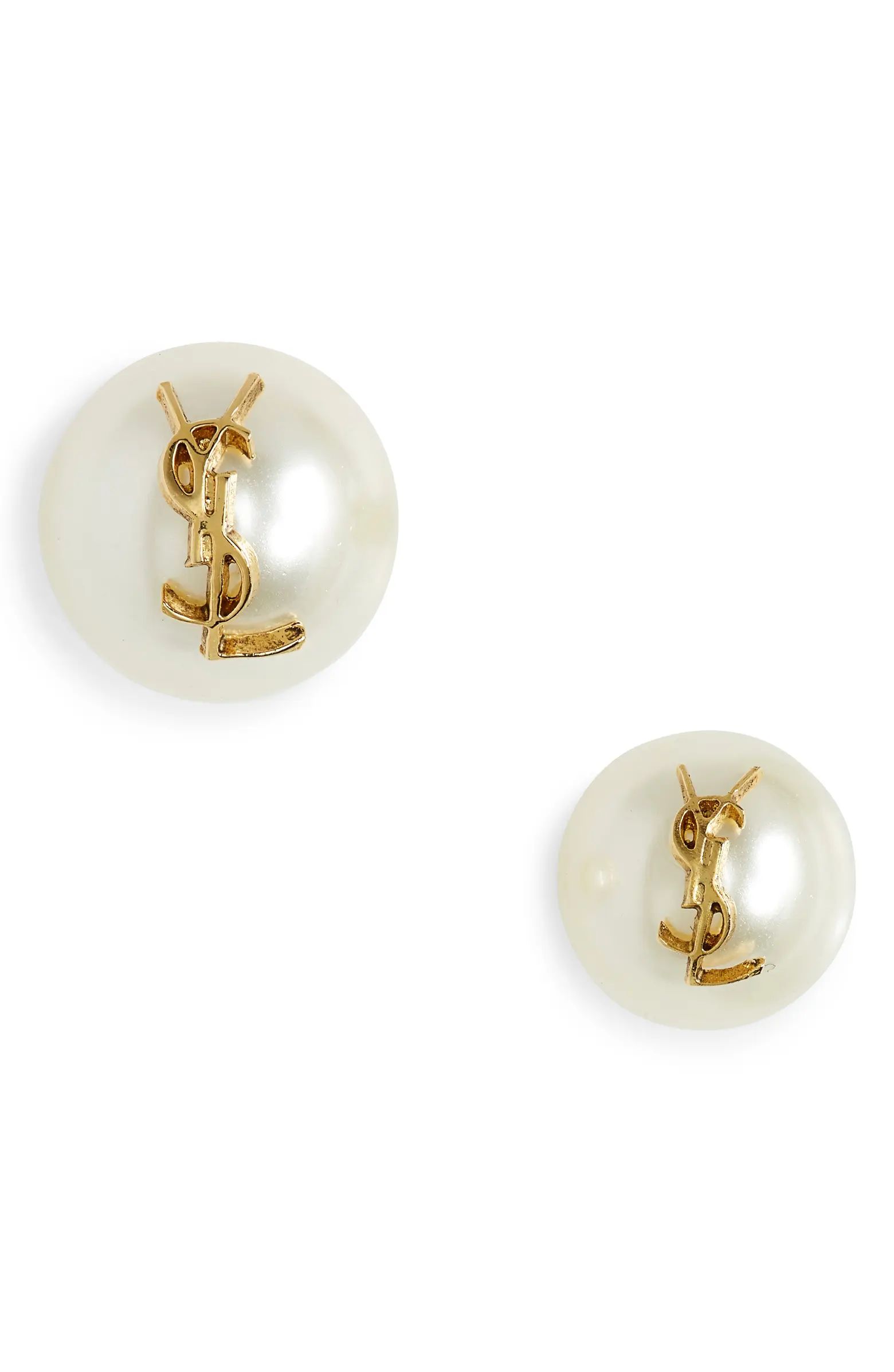 YSL Imitation Pearl Stud Earrings | Nordstrom