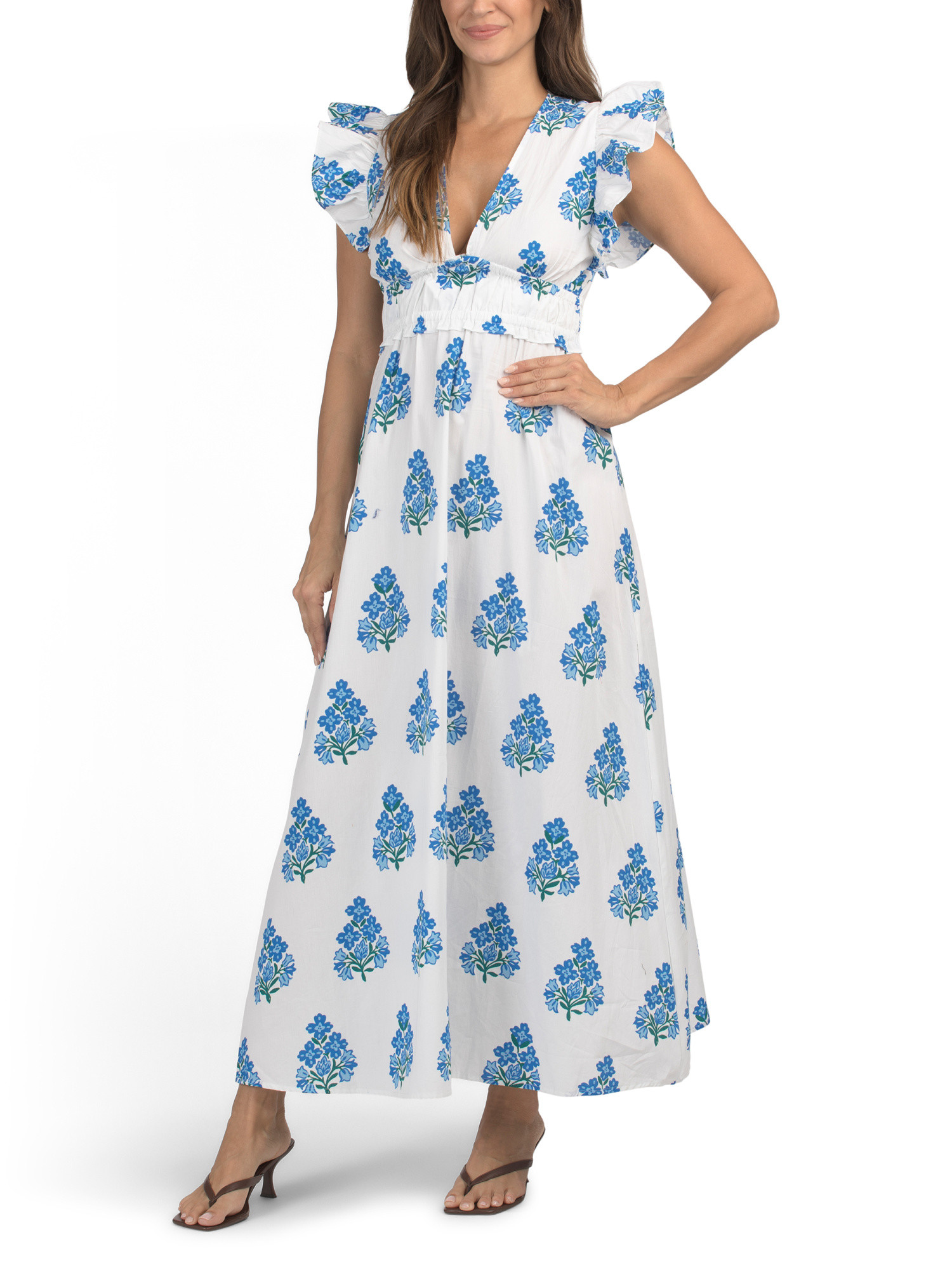 Flutter Sleeve Floral Block Print Maxi Dress | Casual Dresses  | Marshalls | Marshalls