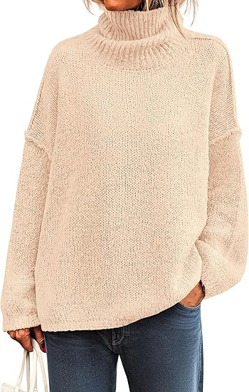PRETTYGARDEN Womens Turtleneck Long Sleeve Sweater 2025 Fall Trendy Loose Fit Knit Tops Oversized... | Amazon (US)
