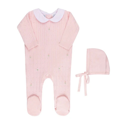 Girls Peter Pan Cable Knit Romper & Bonnet | Feltman Brothers