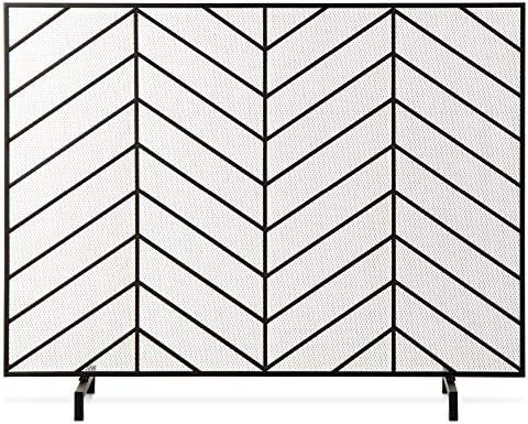 Amazon.com: Best Choice Products 38x31in Single Panel Handcrafted Wrought Iron Mesh Chevron Firep... | Amazon (US)