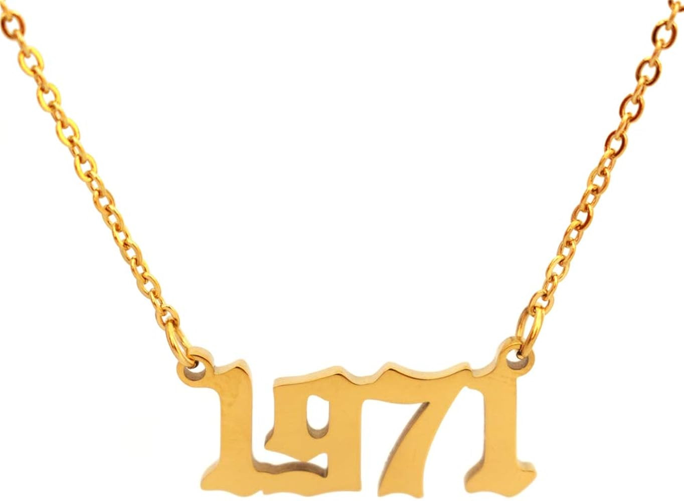 HUTINICE Birth Year Number Necklace, Old English Silver Pendant Necklace for Women and Girl Birthday | Amazon (US)