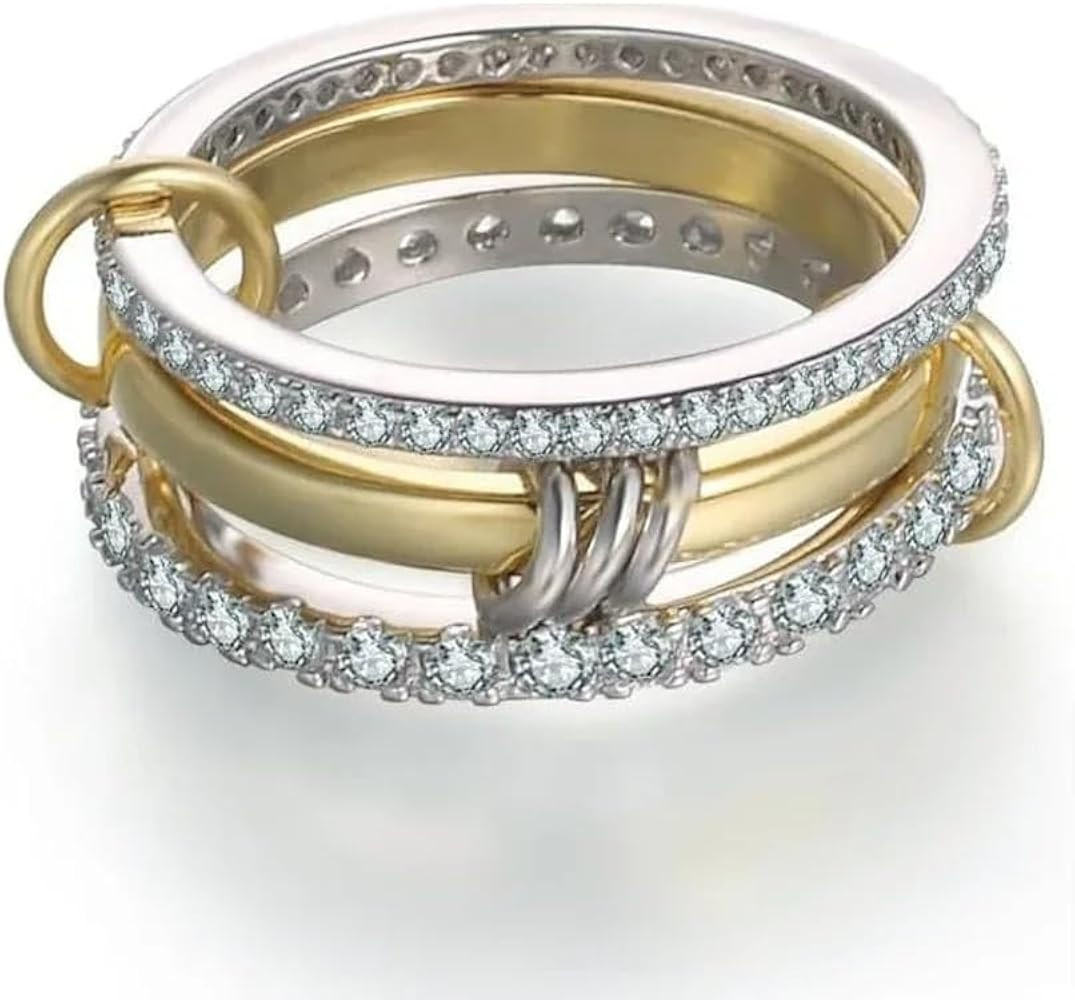 Stacking Engagement Rings for Women 3Pcs Stainless Steel Micro Paved 5A CZ Cubic Zirconia Ring Se... | Amazon (US)