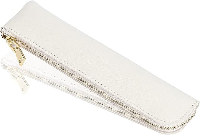 Sluxa White small pen case, Pencil case small, Pencil bags,Zipper Pen bag ，Flat pencil case.… | Amazon (US)
