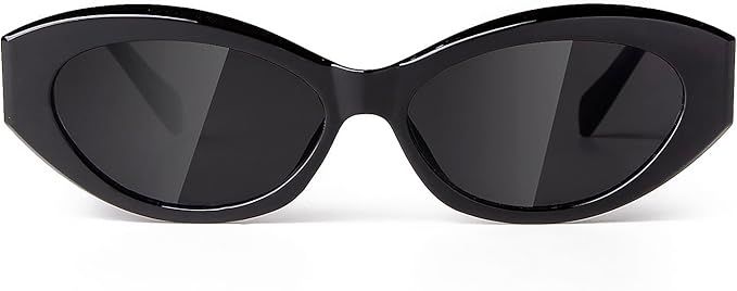 SORVINO Retro Oval Sunglasses for Women Men Narrow Skinny Sunnies Black Shades | Amazon (US)