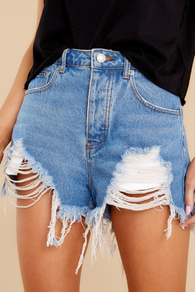 Bring It Around Town Medium Wash Distressed Denim Shorts | Red Dress 