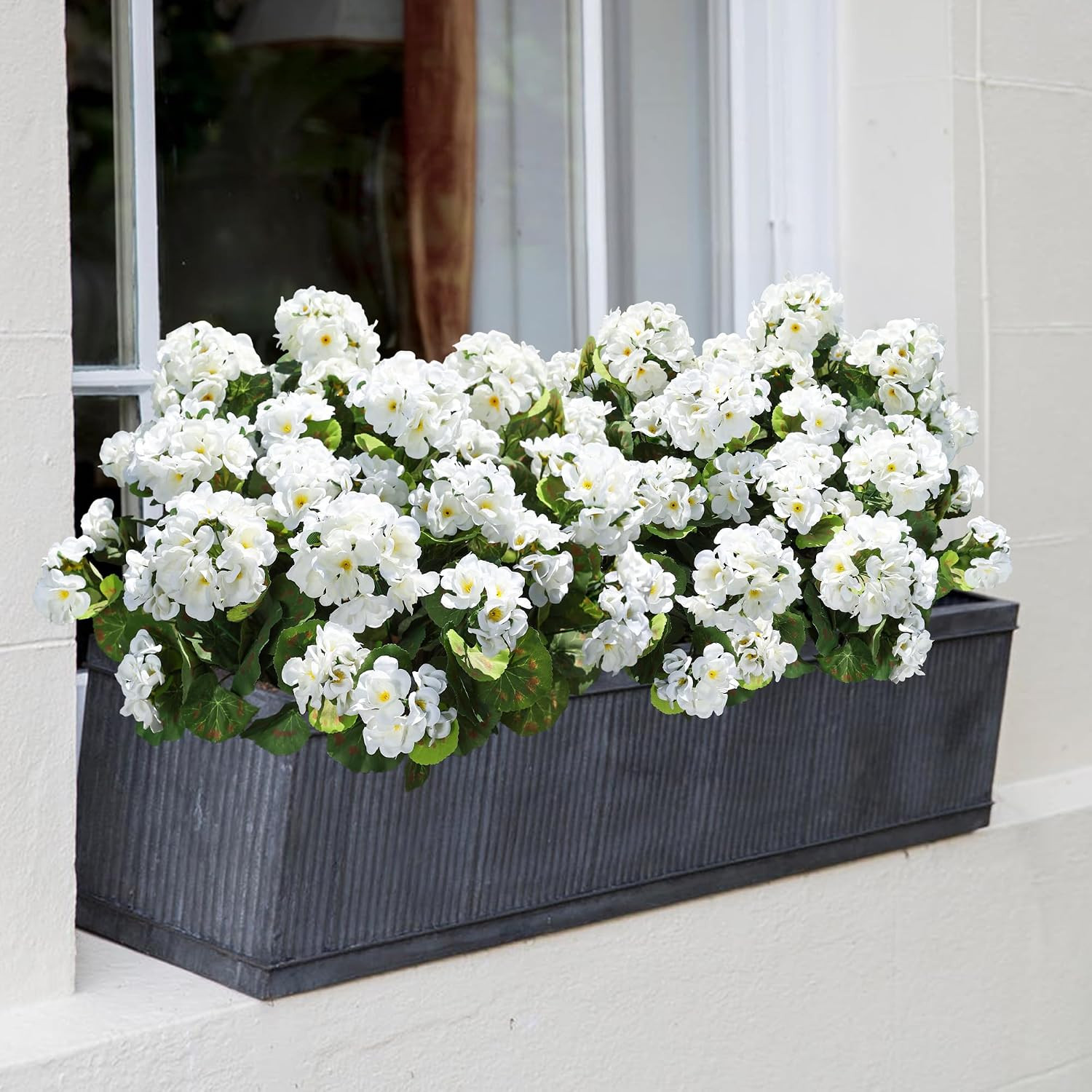 Artificial Geranium Fake Flowers for Outdoors Decoration, 6 Bundles Silk Geraniums White Flower U... | Amazon (US)