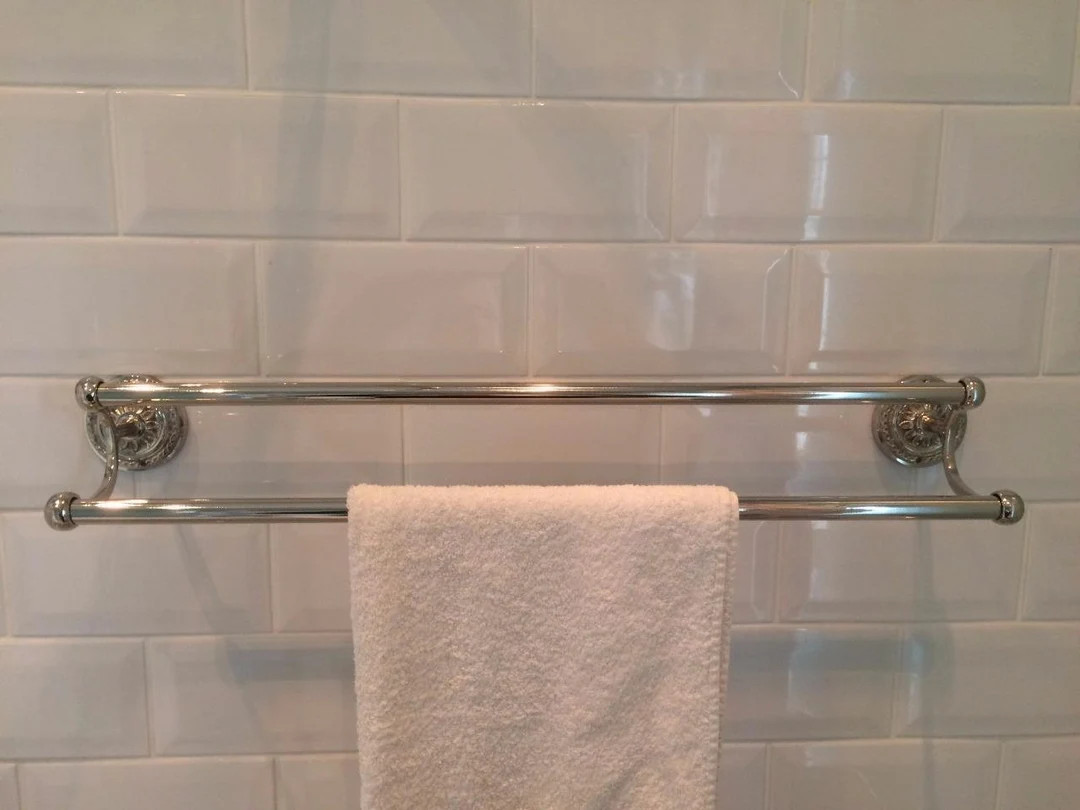 Double Embossed Style Towel Rail, Solid Brass With a Nickel Finish, 60 Cm Wide. Matching Screws P... | Etsy (US)