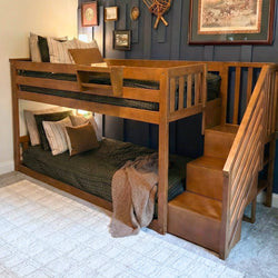 Twin Over Twin Low Bunk Bed With Stairs | max & lily
