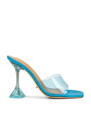 Tony Bianco Serrin Mule in Clear Vinalite & Blue Nappa from Revolve.com | Revolve Clothing (Global)