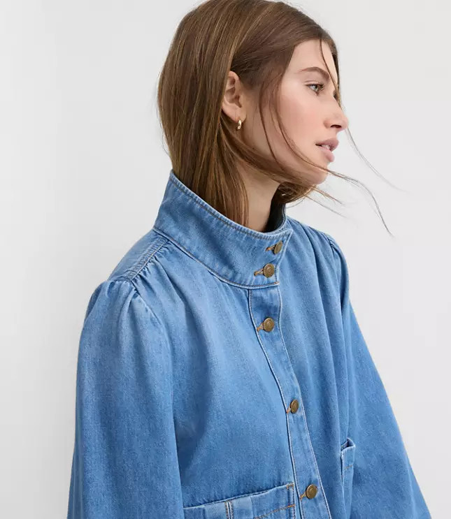 Petite Denim Swing Jacket in Luxe Indigo Wash | LOFT