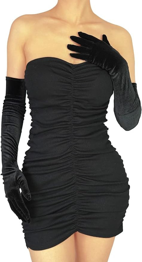 XXDingbs Women's 24 Inches Long Velvet Gloves for Wedding Opera Dinner Party 1920s Gloves Elbow L... | Amazon (US)