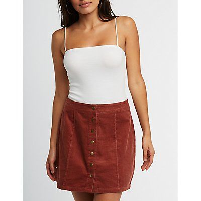 Button Up Corduroy Mini Skirt | Charlotte Russe