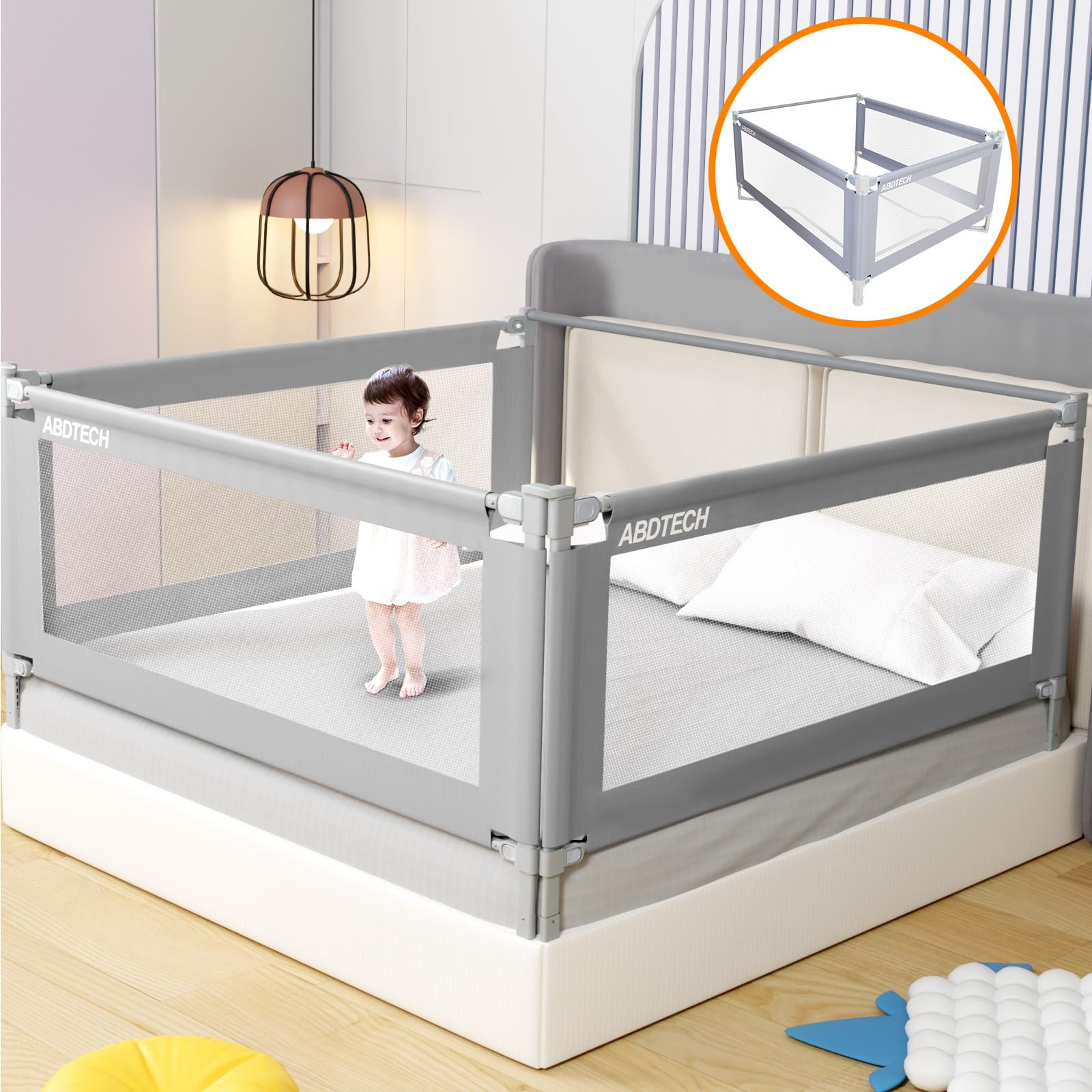 Bed Guard Rail for Toddlers - 3 Sides Safety Baby Bed Rail Guard with Reinforced Large S-Shape, I... | Amazon (US)