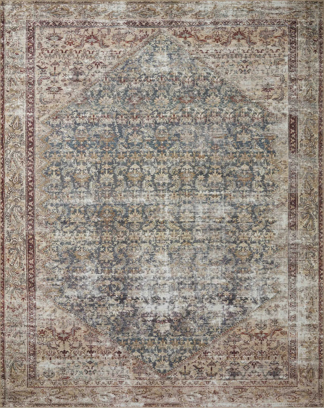 Georgie Power Loom Performance Teal/Antique Rug | Wayfair North America