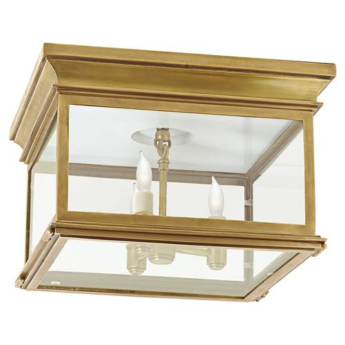 Visual Comfort Club Antique Burnished Brass Metal Glass Flush Mount - Large | Kathy Kuo Home