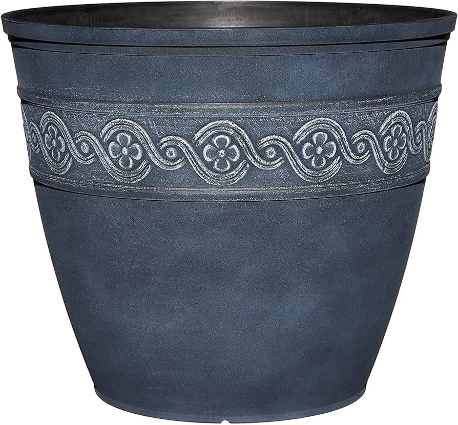 Classic Home and Garden Corinthian Resin Flower Pot Planter, Storm Blue, 10" | Amazon (US)