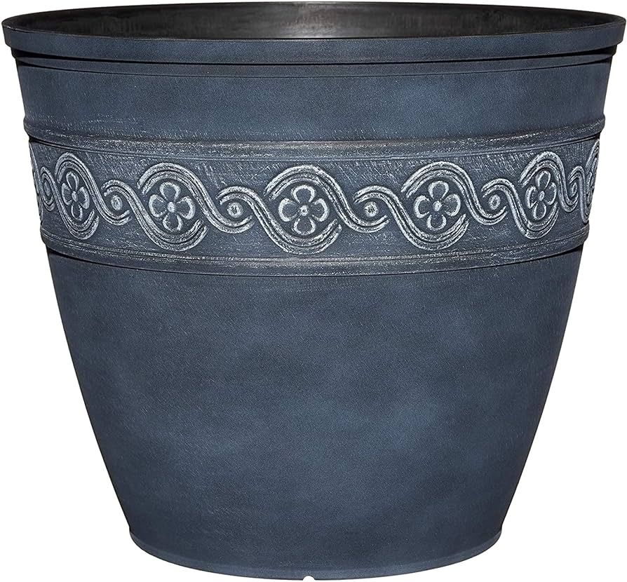 Classic Home and Garden Corinthian Resin Flower Pot Planter, Storm Blue, 10" | Amazon (US)