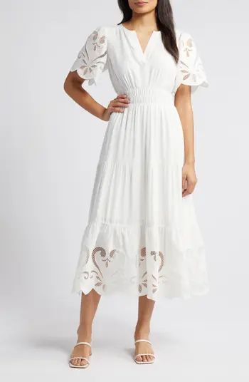 Lace Detail Tiered Midi Dress | Nordstrom