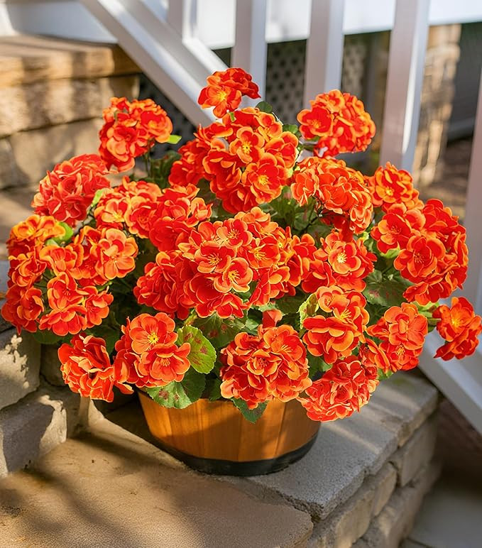 Fake Geraniums Artificial Flowers for Outdoors Fall Autumn Decoration, 6 Bundles Silk Geraniums U... | Amazon (US)