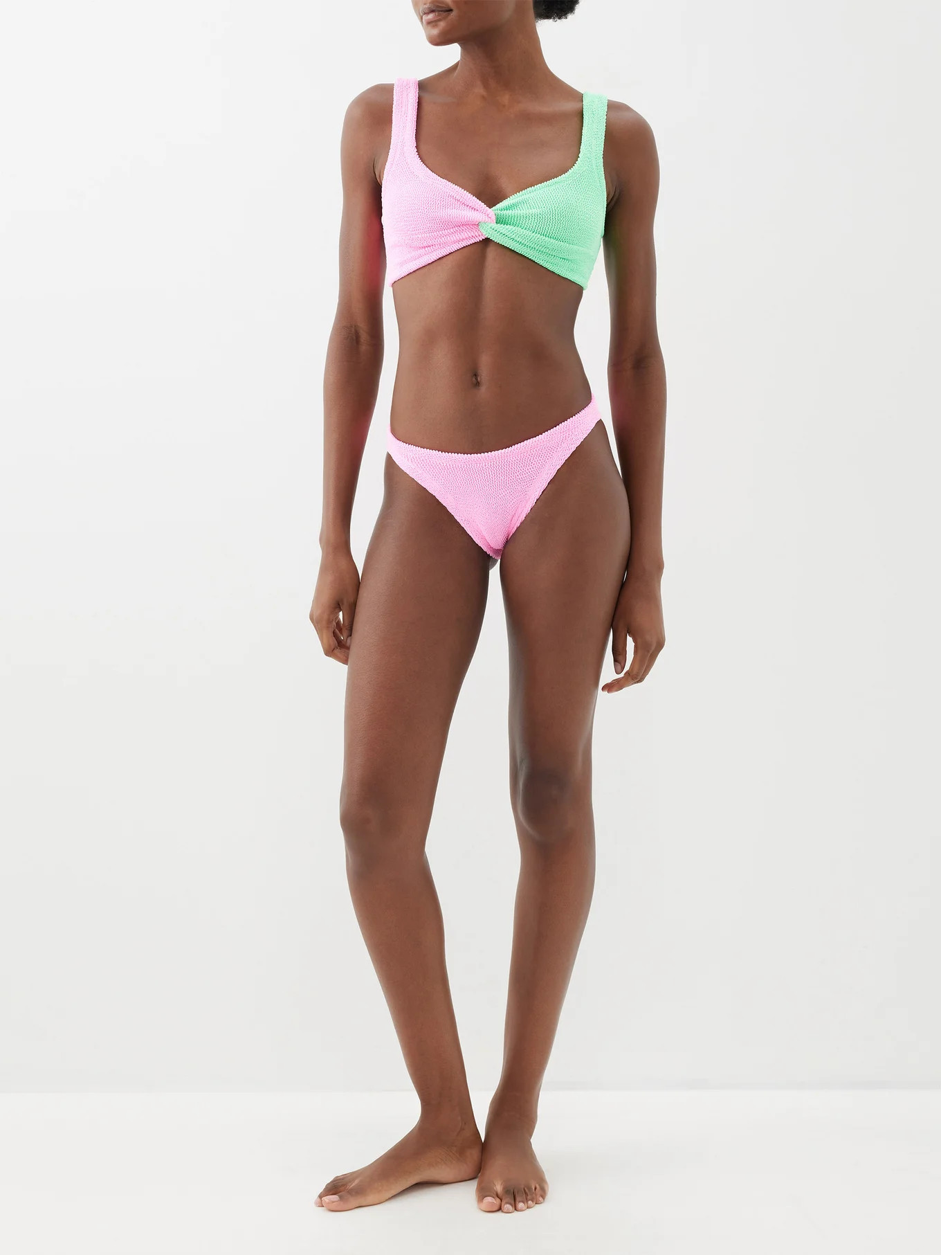 Chelsea bi-colour twist-front crinkled-knit bikini | Matches (UK)