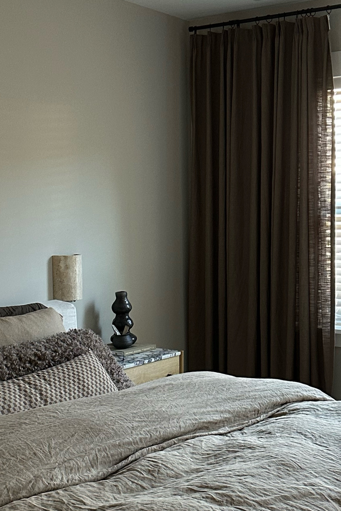 Bedroom Curtain Details:
Color: Oak Dim Grey 
French Pleat Double
Unlined, Memory Trained

#LTKHome