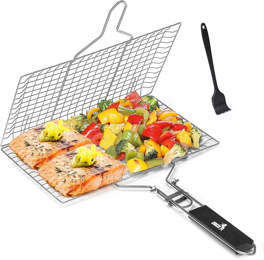 UNCO- Grill Basket, Stainless Steel, Fish Grill Baskets for Outdoor Grill, Vegetable Grill Basket... | Amazon (US)