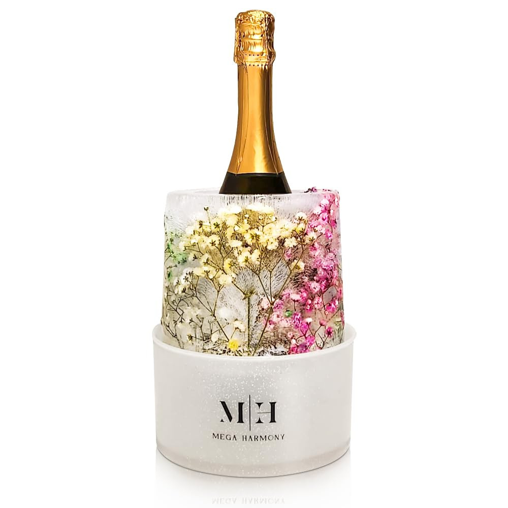 Diy Plastic Wine Chiller Bucket Shaper - Clear Wine Chillers for Bottles w/Lid & Base, Glittered ... | Amazon (US)