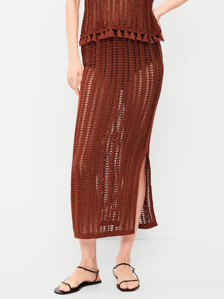 Open-Weave Seaside Cotton Column Maxi Skirt | Old Navy (US)