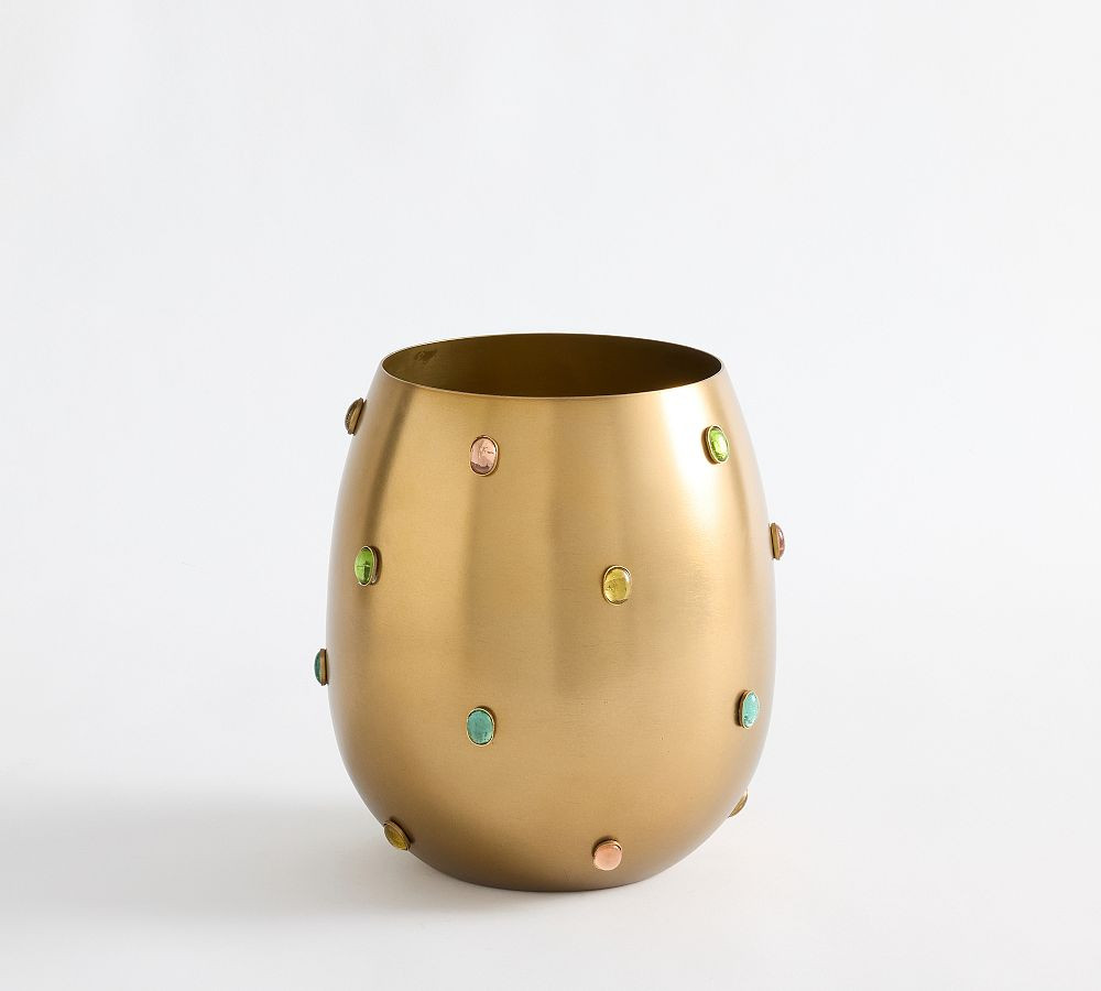 Cynthia Rowley Brass Cabochon Vase | Pottery Barn (US)