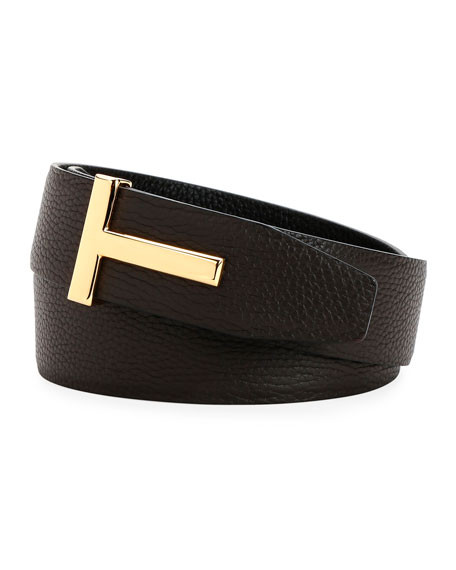 TOM FORD Men's Signature T Leather Belt | Bergdorf Goodman