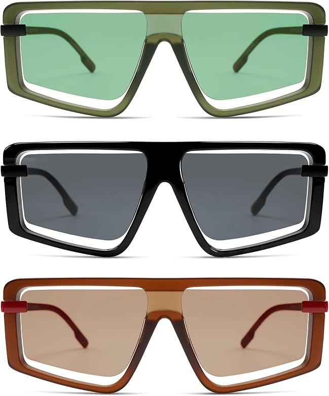 HERJOUR Retro Square Oversized Sunglasses for Women and Men Trendy Sun Glasses AR82157 | Amazon (US)