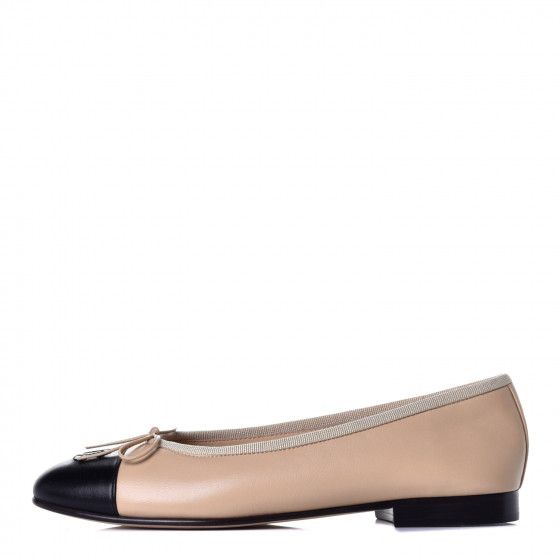 CHANEL

Lambskin CC Cap Toe Ballerina Flats 37 Beige Black | Fashionphile