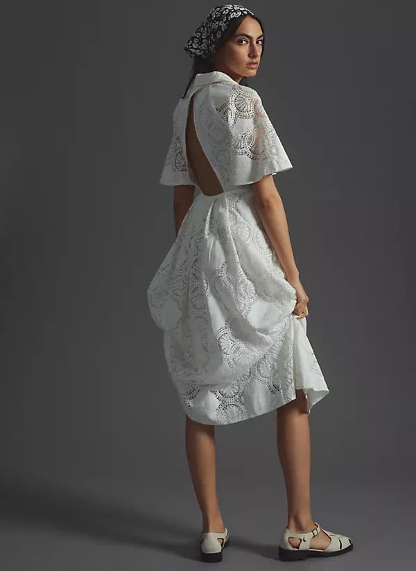 Maeve Eyelet Midi Dress By Maeve in White Size 14 | Anthropologie (US)