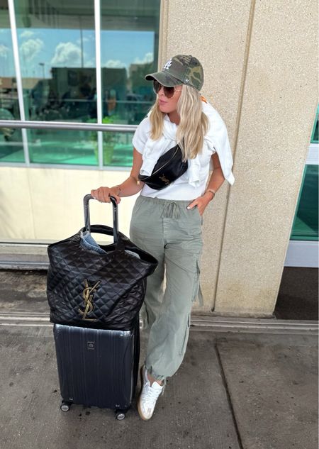 Travel look- classy but comfy!😎 Pants are 15% off now!

Wearing smalls in top and bottoms.

Travel style. Travel look. Cargo pants. Camo print. 

#LTKfindsunder100 #LTKstyletip #LTKtravel