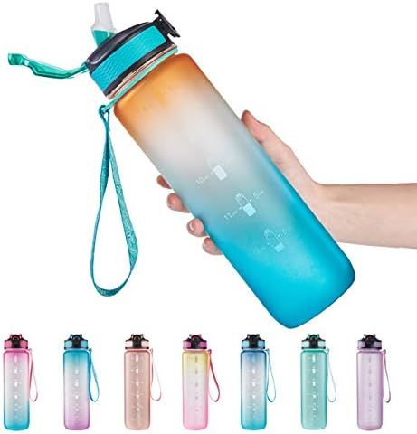 EYQ 32 oz Water Bottle with Time Marker, Carry Strap, Leak-Proof Tritan BPA-Free, Ensure You Drink E | Amazon (US)