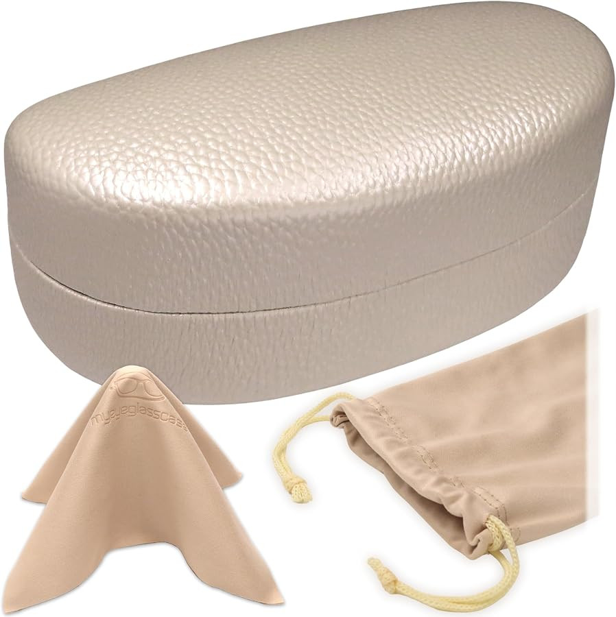 Large Sunglasses Case - Glasses Holder with Pouch & Cloth - Eyeglass Hard shell Medium - Extra La... | Amazon (US)