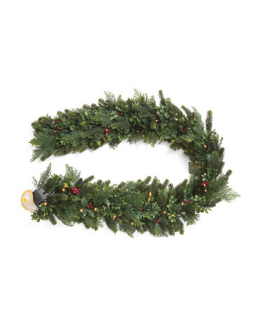 6ft Uv Resistant Outdoor Safe Led Pine And Holly Garland | TJ Maxx