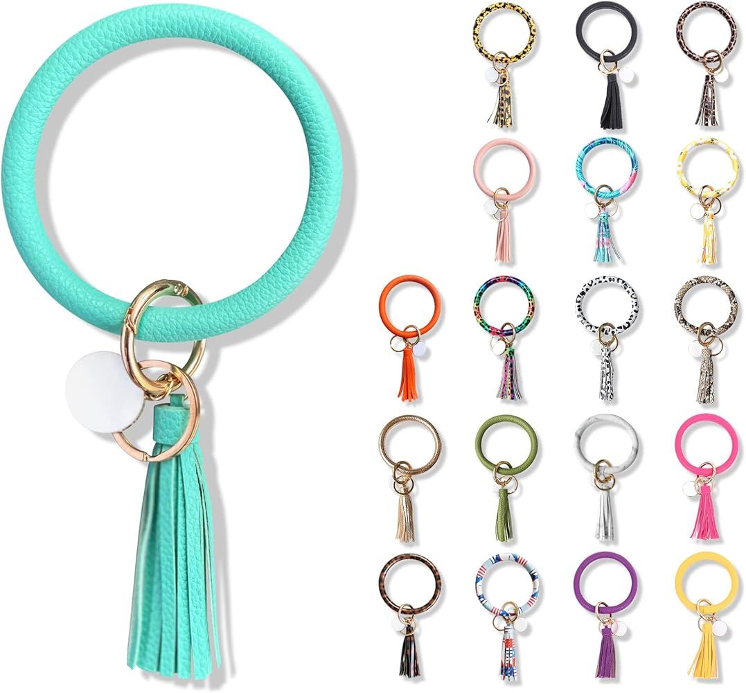 FindFun Key Ring Chain Wristlet Keychain Bracelet for Women Girls Leather Tassel Bangle Key Ring ... | Amazon (US)