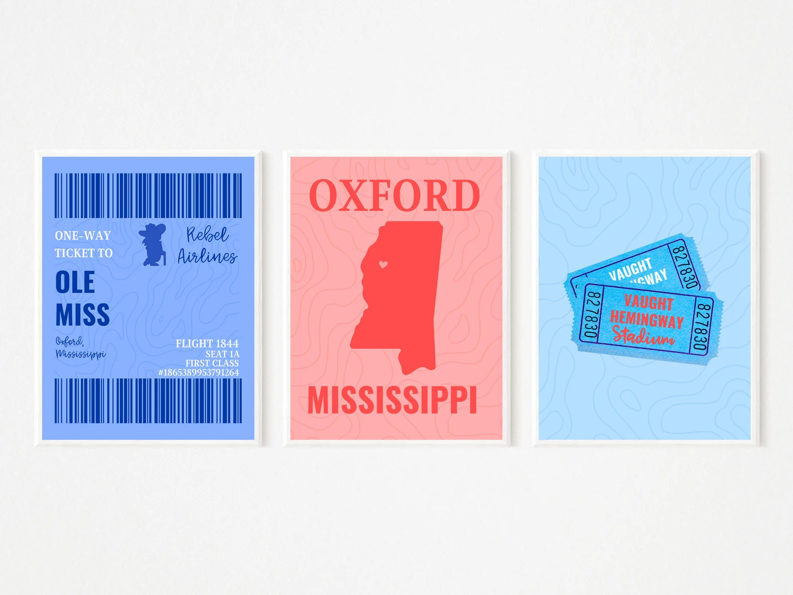 Ole Miss University of Mississippi Preppy Digital Prints SET OF 3 - Etsy | Etsy (US)