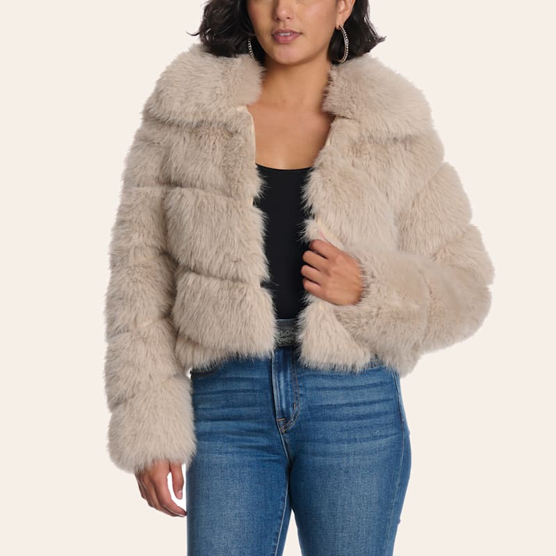 Azalea Wang Women’s Beige Faux Fur Jacket | Cavender's