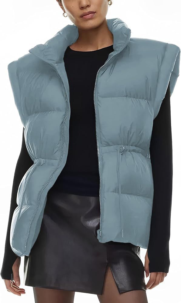 Ameliever Womens Puffer Vest Stand Collar Quilted Zip Up Padded Gilet Puffy Sleeveless Jacket Bub... | Amazon (US)