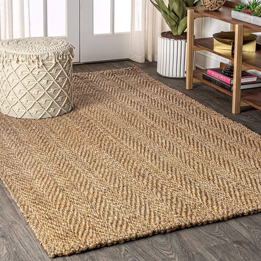 JONATHAN Y NFR101A-5 Espina Hand Woven Herringbone Chunky Jute Indoor Area Rug Bohemian Farmhouse... | Amazon (US)