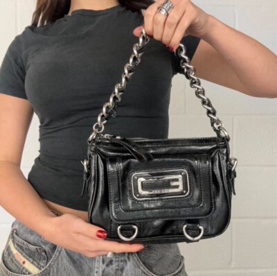 Vintage Guess bag with silver chain/hardware detailing | eBay UK