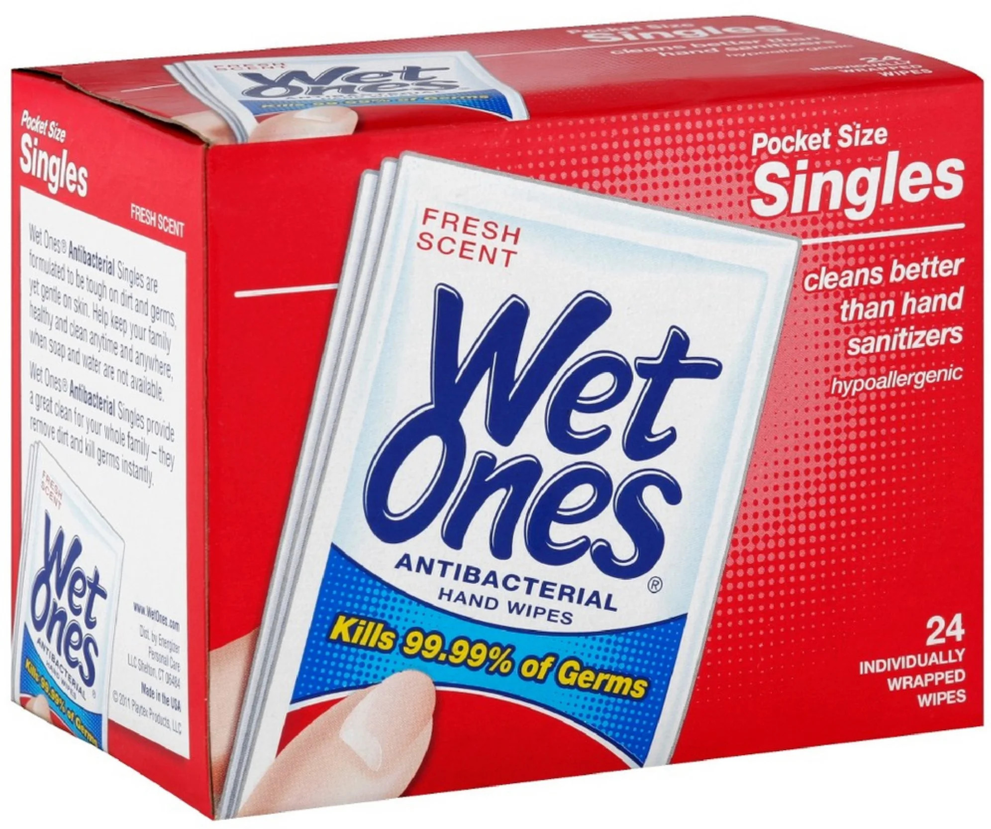 Wet Ones Antibacterial Hand Wipes Fresh Scent Individually Wrapped Single - 24 Count (Pack of 3) | Walmart (US)