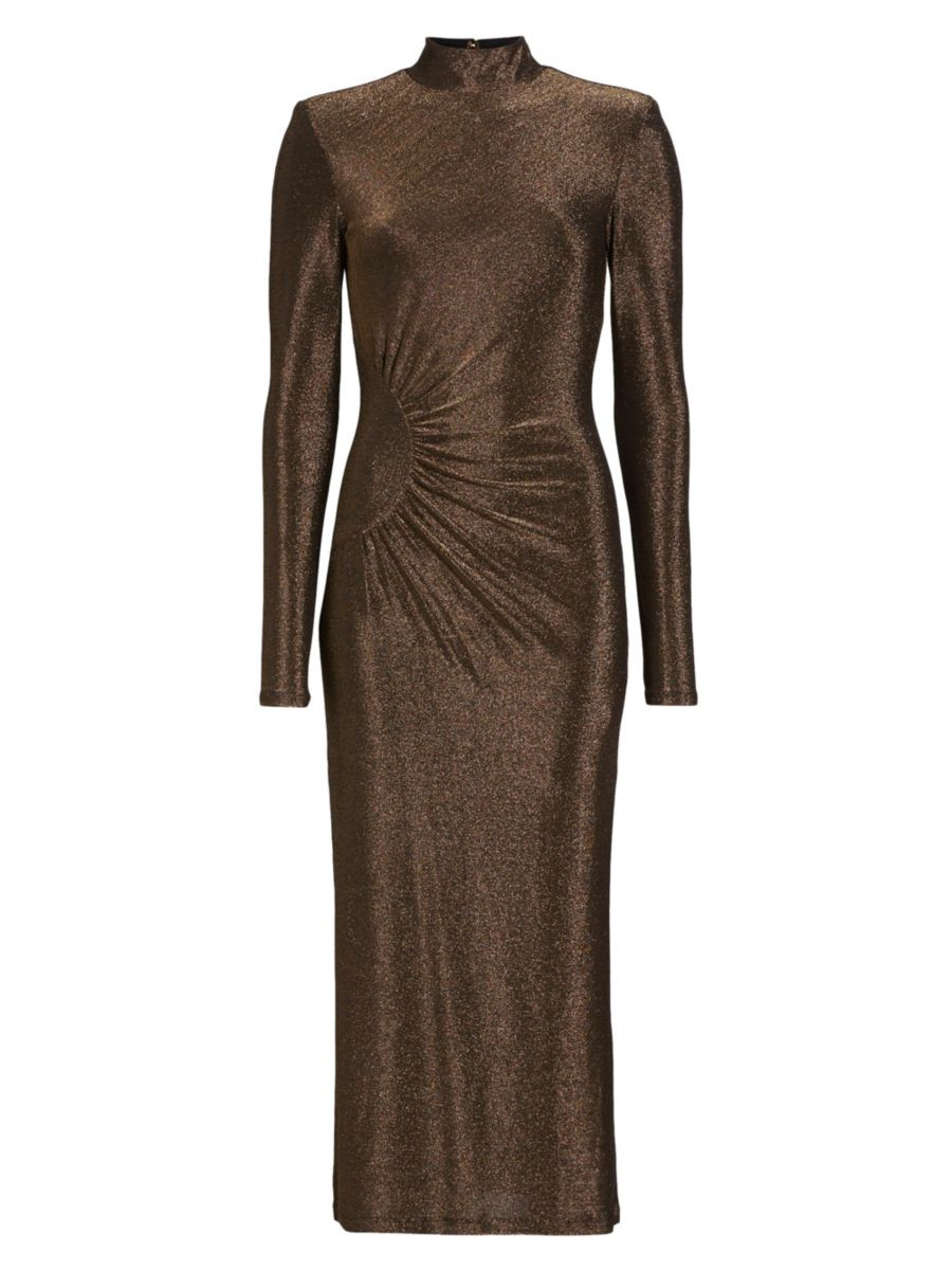 Amarilys Metallic Ruched Midi-Dress | Saks Fifth Avenue