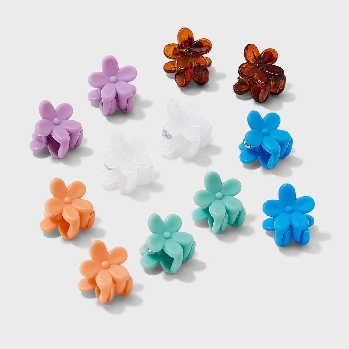 Micro Mini Flower Claw Hair Clip Set 12pc - Wild Fable™ Blue/Purple/Green | Target