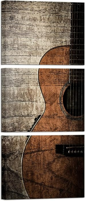YeiLnm Music Pictures 3 Pieces Vertical Wall Art Rustic Guitar Music Room Decor 12 x 16 inches | Amazon (US)